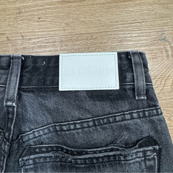 EB Denim Straight‎ Leg Unraveled Two Jean Washed Black Denim Split Hem Sz 24 - Picture 8 of 11